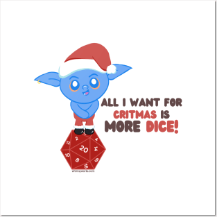 All I want for Critmas is MORE DICE! // D20 // Christmas Goblin Posters and Art
